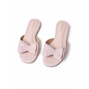 Crown & Ivy Pink Bow Slide Sandals- Women's Size 7.5 - Feminine Cushioned Summer